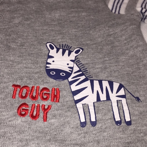 Koala Baby Preemie Infant Boys Footed Sleeper "Tough Guy" Zebra Motif Premature - Picture 2 of 7